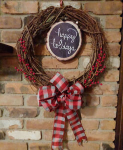 Happy Holidays 16" Grapevine Wreath Door Decor