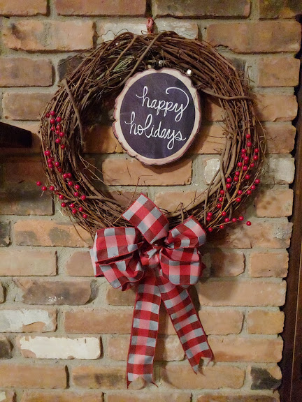 Happy Holidays 16" Grapevine Wreath Door Decor