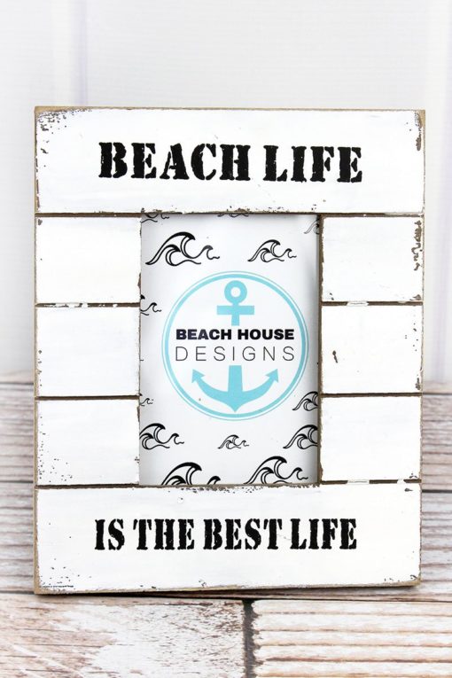 Beach Life White Nautical Wood 3.5" x 5" Photo Frame