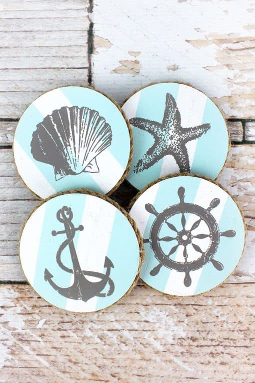 Set of Four 4" x 4" Nautical Coasters