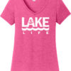 Lake Life Women's Pink Anchor V-Neck T-Shirt Tee