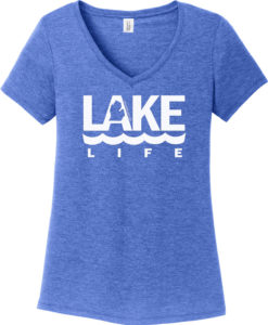 Lake Life Women's Blue Frost Michigan V-Neck T-Shirt Tee