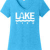 Lake Life Women's Turquoise Michigan V-Neck T-Shirt Tee