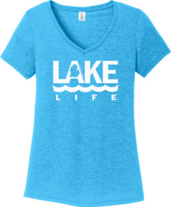 Lake Life Women's Turquoise Michigan V-Neck T-Shirt Tee