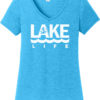 Lake Life Women's Turquoise Anchor V-Neck T-Shirt Tee