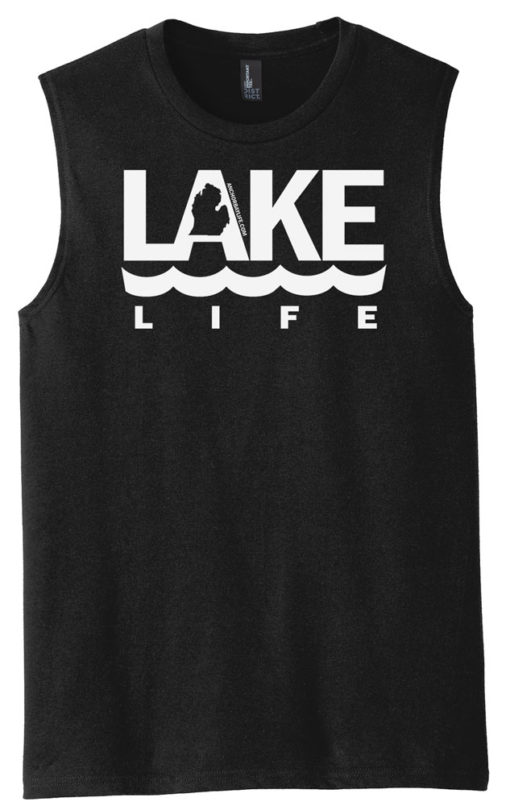 Lake Life Men's Black Michigan Tank Top Sleeveless Tee