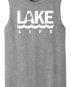Lake Life Men's Gray Michigan Tank Top Sleeveless Tee