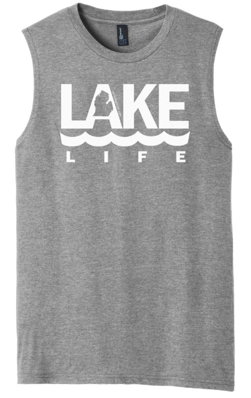 Lake Life Men's Gray Michigan Tank Top Sleeveless Tee