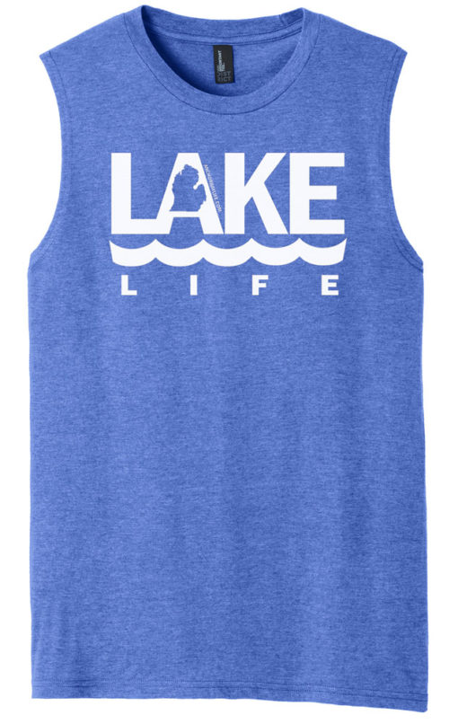 Lake Life Men's Blue Frost Michigan Tank Top Sleeveless Tee