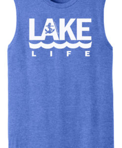 Lake Life Men's Blue Frost Anchor Tank Top Sleeveless Tee