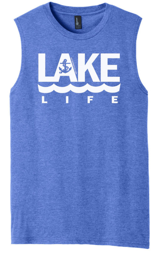 Lake Life Men's Blue Frost Anchor Tank Top Sleeveless Tee