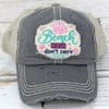 Distressed Black Beach Hair Don't Care Adjustable Hat