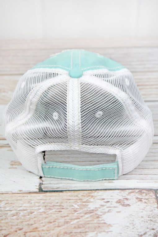 Distressed Mint Beach Hair Don't Care Adjustable Hat - Image 3