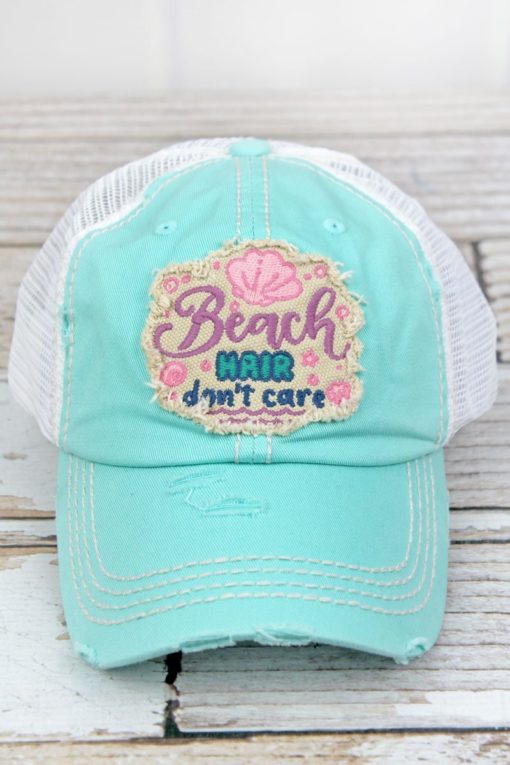 Distressed Mint Beach Hair Don't Care Adjustable Hat