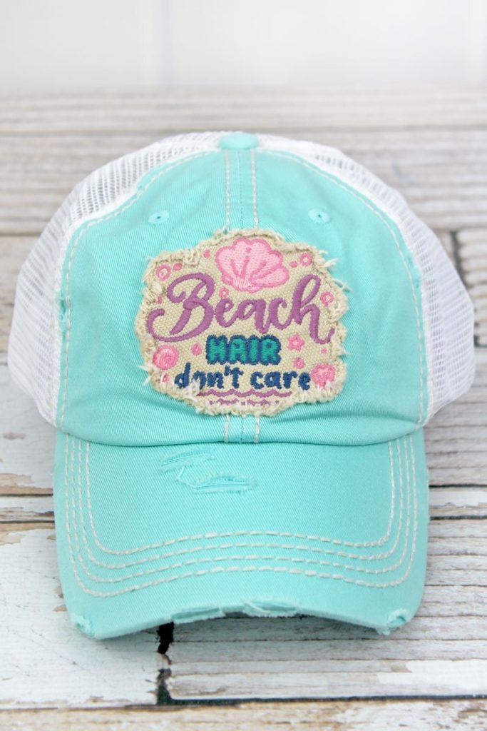 Distressed Mint Beach Hair Don't Care Adjustable Hat - Anchor Bay Life