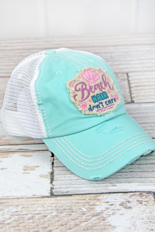 Distressed Mint Beach Hair Don't Care Adjustable Hat - Image 2