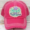 Distressed Hot Pink Beach Hair Don't Care Adjustable Hat