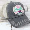 Distressed Black Beach Hair Don't Care Adjustable Hat