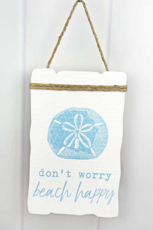 Don't Worry Beach Happy 13.25" x 8.25" Wood Sign