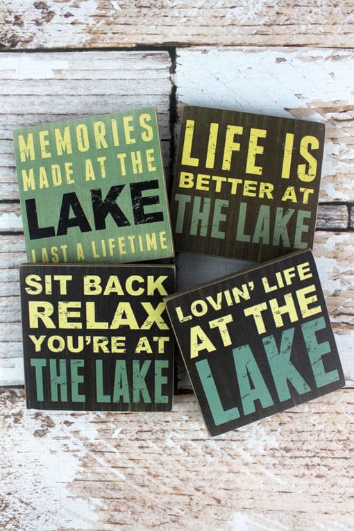 Set of Four 4" x 4" Lake Themed Coasters