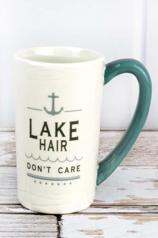 Ceramic Lake Hair Don't Care White Mug