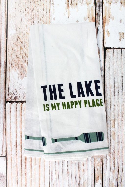The Lake Is My Happy Place Kitchen Tea Towel