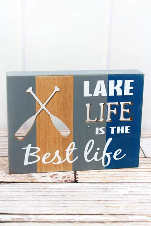 Lake Life Is The Best Life 7" x 9.25" Wood Box Sign