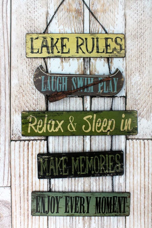 Lake Rules 22" X 13.75" Metal Wall Sign