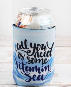 Blue Waves All You Need Is Vitamin Sea Drink Can Koozie