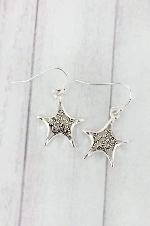 Silvertone Marcasite Starfish Earrings
