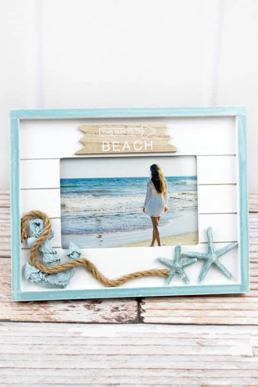 This Way To The Beach Nautical Wood 3.5" x 5" Photo Frame