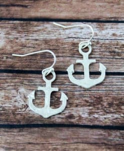 Silvertone Anchor Earrings