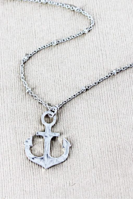 Silvertone Anchor Necklace