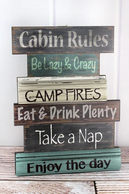 Cabin Rules 15.5" x 11.5" Wood Wall Sign