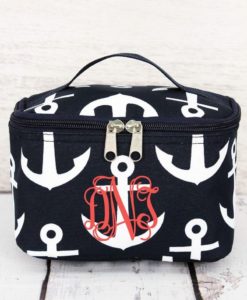 Navy With White Anchors Canvas Case