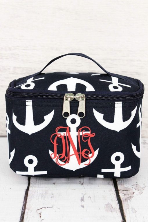 Navy With White Anchors Canvas Case