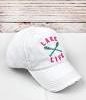 Distressed White with Crystals Lake Life Hat