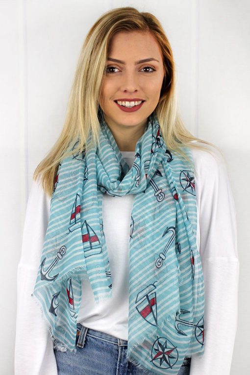 Anchors Aweigh Light Blue Scarf