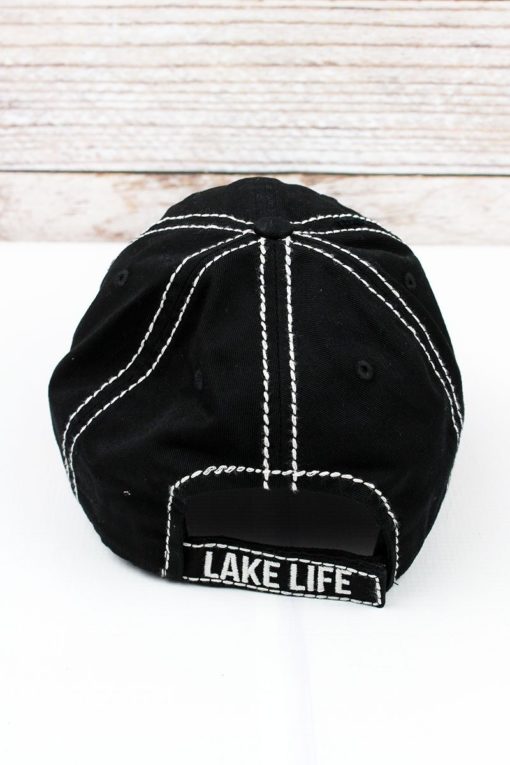 Distressed Black with Crystals Lake Life Hat