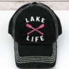 Distressed Bling Black with Crystals Lake Life Hat