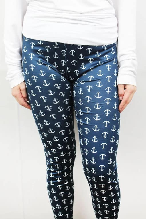 NGIL Navy and White Anchor Leggings OSFM