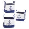 Set of 3 Fabric Storage Bins With Blue Anchor