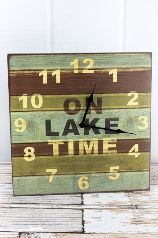 13.25" x 13.25" On Lake Time Wood Wall Clock