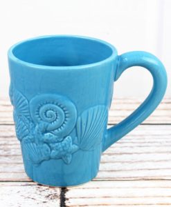 Ceramic Seashell and Starfish Sky Blue Coffee Mug