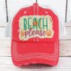 Distressed Salmon Beach Please Adjustable Hat