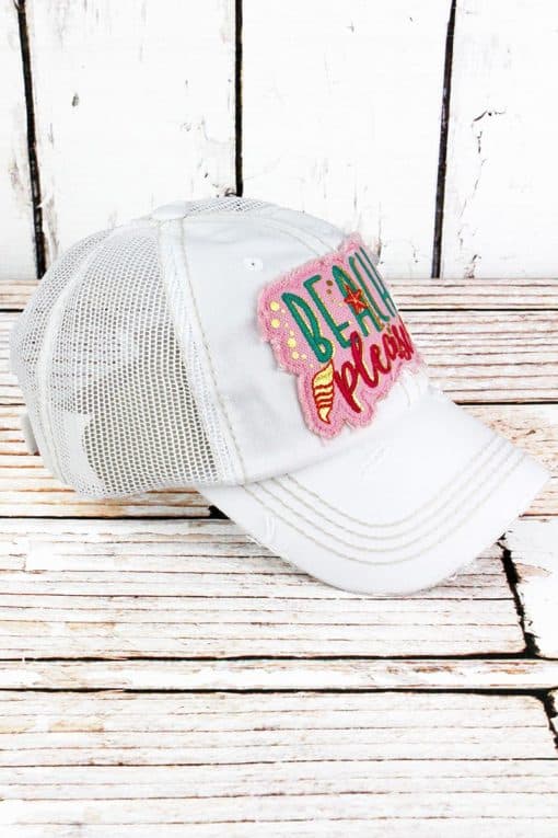 Distressed White Beach Please Adjustable Hat - Image 2