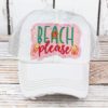 Distressed White Beach Please Adjustable Hat