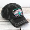 Distressed Black Happy Camper Adjustable Hat