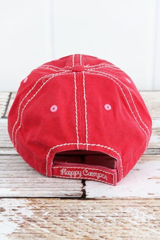 Distressed Salmon Happy Camper Adjustable Hat - Image 3