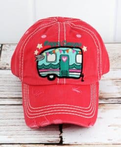 Distressed Salmon Happy Camper Adjustable Hat